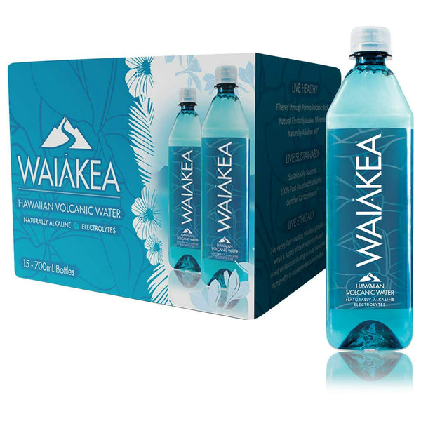 Waiakea Naturally Alkaline Hawaiian Volcanic Water, Natural Electrolytes & Minerals, 700mL (Pack of 15), 23.7 Fl Oz (Pack of 15)