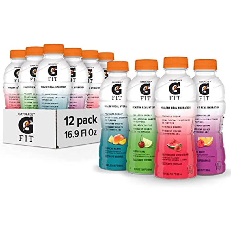 Gatorade Fit Electrolyte Beverage, Healthy Real Hydration, 4 Flavor Variety Pack, 16.9.Oz Bottles (12 Pack)