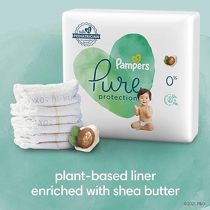 Diapers Size 1, 132 Count - Pampers Pure Protection Disposable Baby Diapers, Hypoallergenic and Unscented Protection, Enormous Pack (Packaging & Prints May Vary)