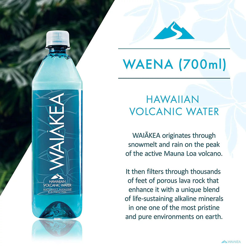 Waiakea Naturally Alkaline Hawaiian Volcanic Water, Natural Electrolytes & Minerals, 700mL (Pack of 15), 23.7 Fl Oz (Pack of 15)